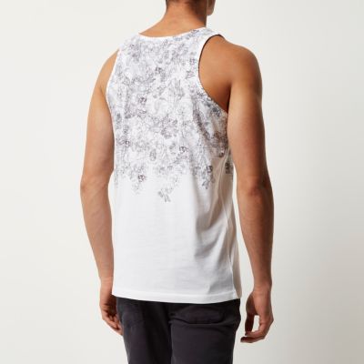 White skull floral print vest